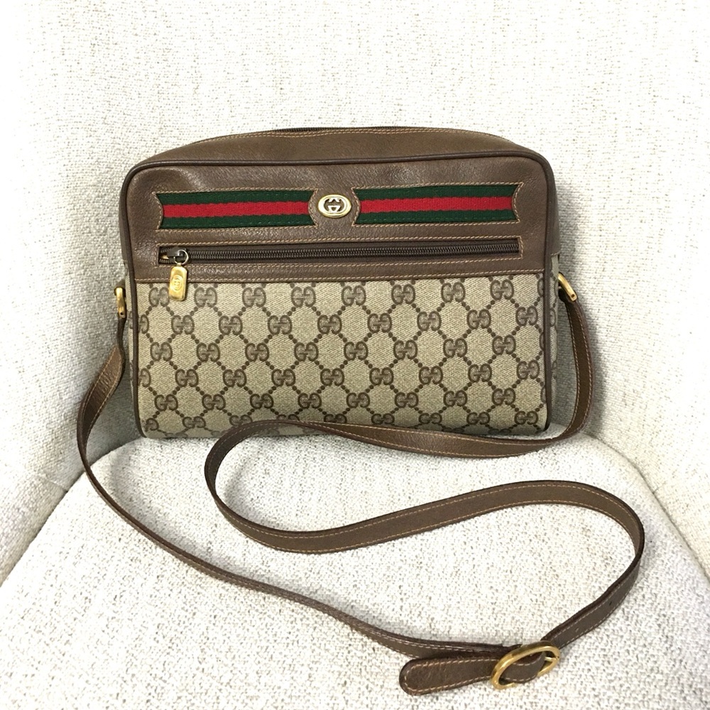Gucci authentic brown monogram coated canvas crossbody bag: PRICE FIRM
